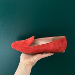 Red suede smoking slippers / loafers